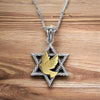 Load image into Gallery viewer, Star of David Necklace in Silver &amp; 9K Gold | Israel Jewelry Holy Land - Dove of Peace Pendant | Love Israel Necklace | Black Friday Sale