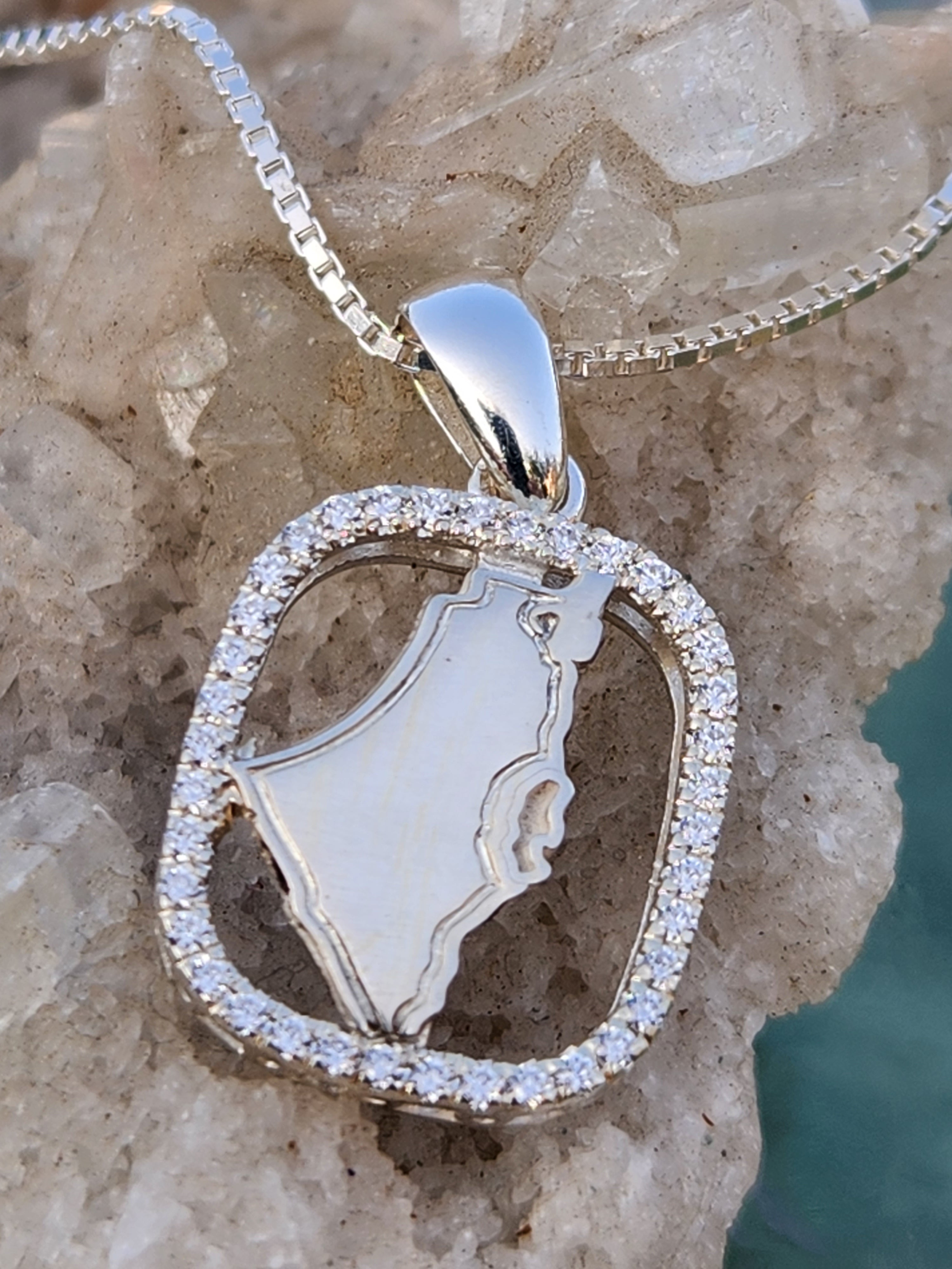 Sterling Silver Map of Israel with CZ | Holy Land Necklace | Pendant For Woman | Love Israel Jewelry | Map of Israel Jewelry