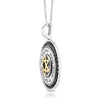 925 Sterling Silver & 9K Gold Circular Star of David and Shema Yisrael Pendant with Onyx Stones