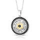 925 Sterling Silver & 9K Gold Circular Star of David and Shema Yisrael Pendant with Onyx Stones