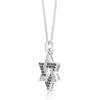 925 Sterling Silver Star of David Pendant with Black & White Zircon Stones