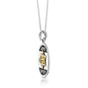 Sterling Silver, 9K Gold Star of David Necklace with Shema Yisrael and Cat's Eye Stone