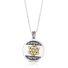 Load image into Gallery viewer, Sterling Silver, 9K Gold Star of David Necklace with Shema Yisrael and Cat&#39;s Eye Stone