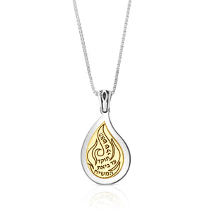 Silver combined with 9K Gold HaEsh Sheli Teardrop Necklace