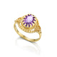 14K Gold Oval Cut, filigree ring, gold dainty Solitaire Ring with Genuine Amethyst made in your ring size,Purple Stone gold ring