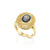 14K gold ring engraved with five combinations the names of god, eliptical ring Inlaid with Labradorite-Spectrolite stone, birthstone