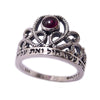 Sterling Silver Rabot Banot Crown Ring with Garnet