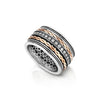 Deluxe Spinning Silver and 9K Twisted Rope, Gold Ring with Cubic Zirconia for women, Meditation ring, Anti Stress Ring