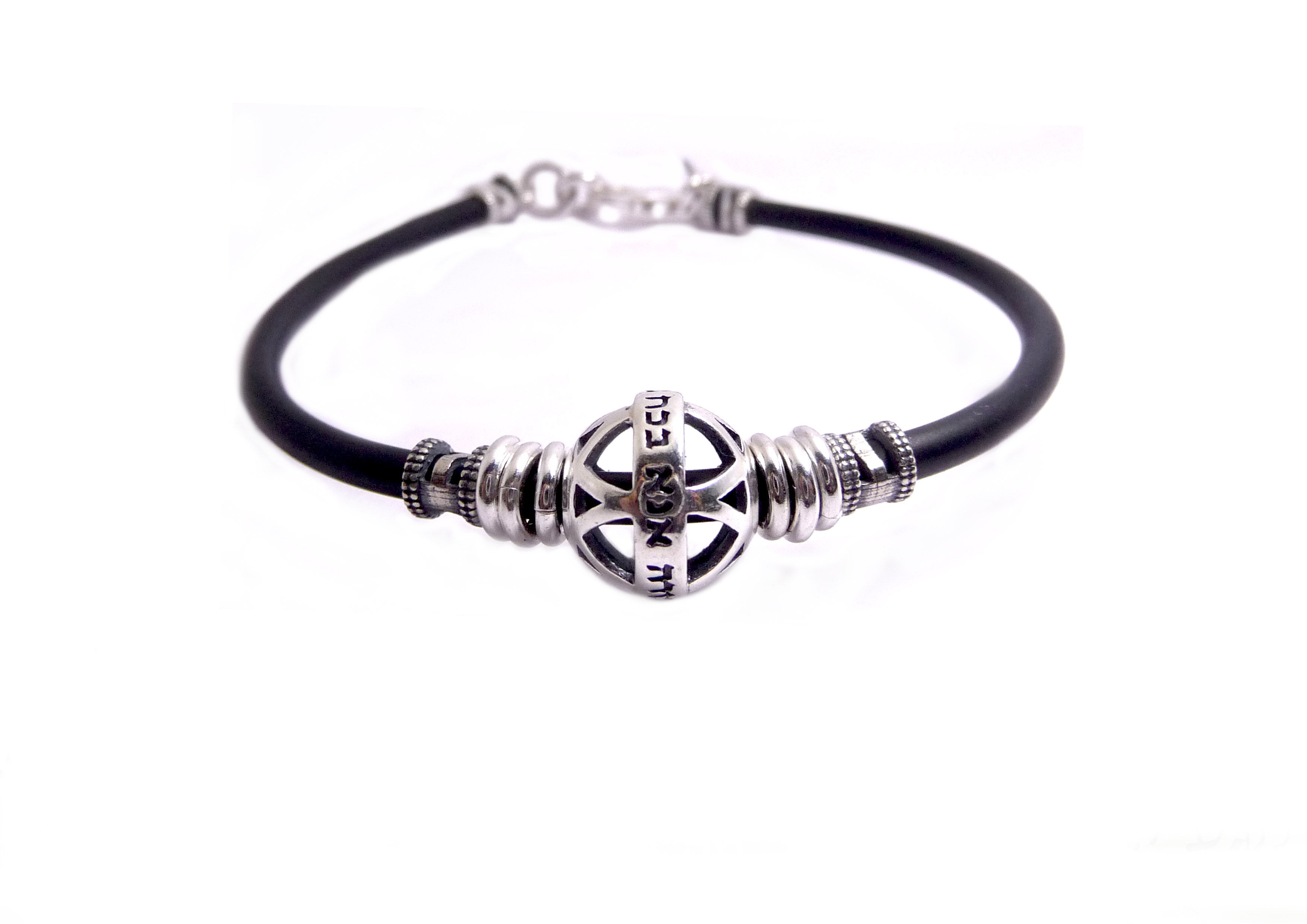 Sterling Silver and Black Silicon Star of David Bracelet, Ana Bekoach