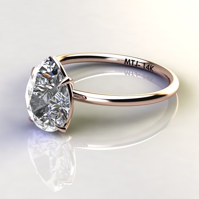 Pear cut moissanite engagement ring, 10x7mm tear drop 2ct, rose gold 14K