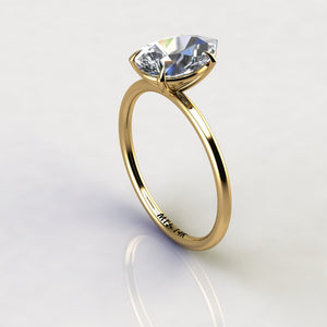 Pear cut Moissanite engagement ring, 10x7mm tear drop 2ct, rose yellow 14K