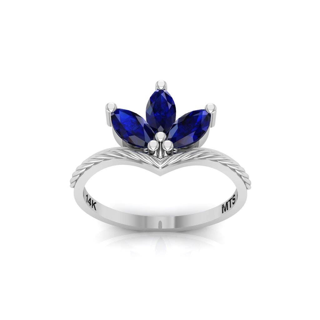Chevron V 7, Leaves Side Band, sapphire marquis engagement ring, marquise wedding band, ring Curve Crown, Gifts for her