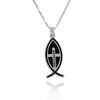Fish Necklace, Christian Fish Necklace, Ichthus Fish Necklace, Fish Charm Necklace, Dainty Necklace, Silver Fish Necklace, jerusalem cross