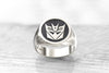 Monogram ring. Sterling silver ring. Silver monogram ring. Signet silver ring. Personalized signet ring. transformers. gift for men