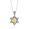 925 Sterling Silver and 9K Gold Star of David & Shema Yisrael Pendant, men Sterling Silver necklace, jewish jewelry