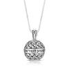 Silver Lace Empty Ball Pendant, Shema Israel, Sterling silver floral lace 3D pendant, Art nouveau pendant, Handmade