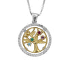 Load image into Gallery viewer, 60th Birthday Gift for Her: Sterling Silver, 9K Gold Tree of Life Pendant with Amethyst, Citrine, Ruby, Topaz &amp; Emerald | Anniversary Gift